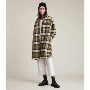 NEW ALL SAINTS Tia Check Coat Wool